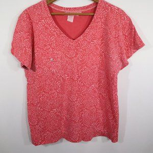 Vtg Fresh Produce Floral V Neck Tee Cap Sleeve